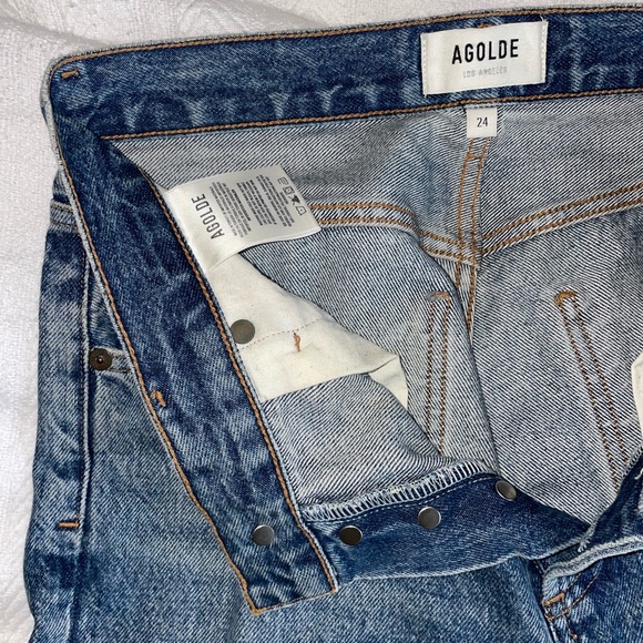 AGOLDE Aritzia Denim Shorts | Carrie Bermuda Long Shorts Jean Blue 24 - Picture 4 of 6